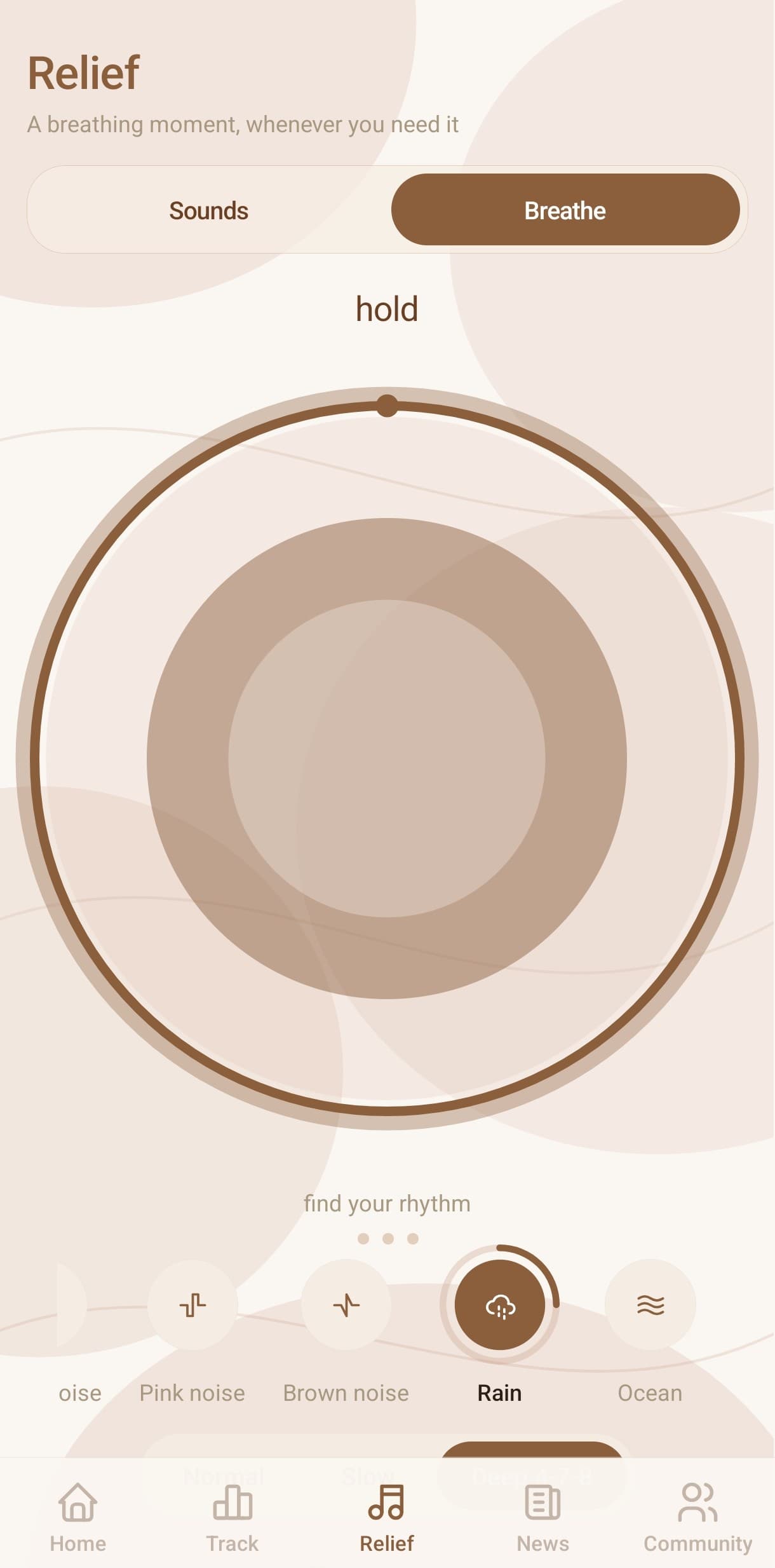 SONA app, guided breathing exercise with calming sounds